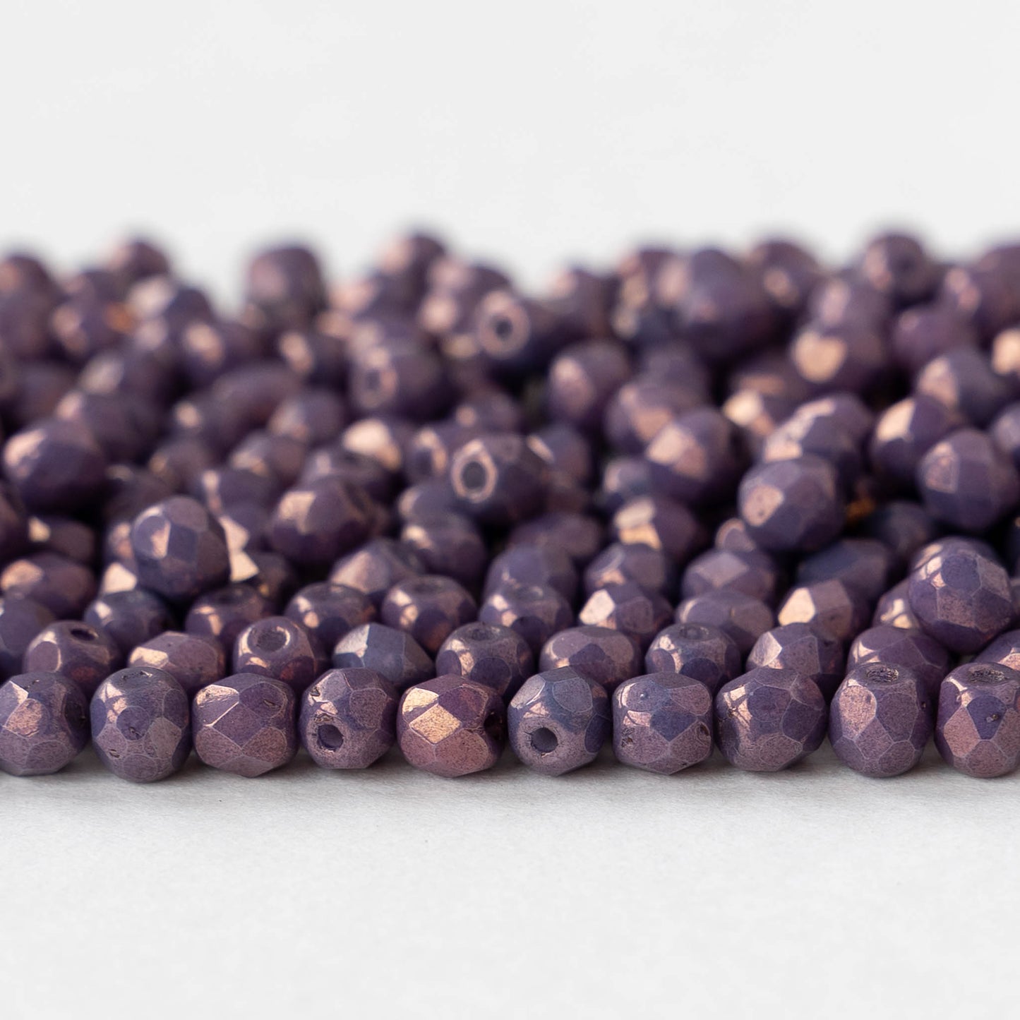 4mm Firepolished Round Beads - Lila Vega Luster - 100 Beads