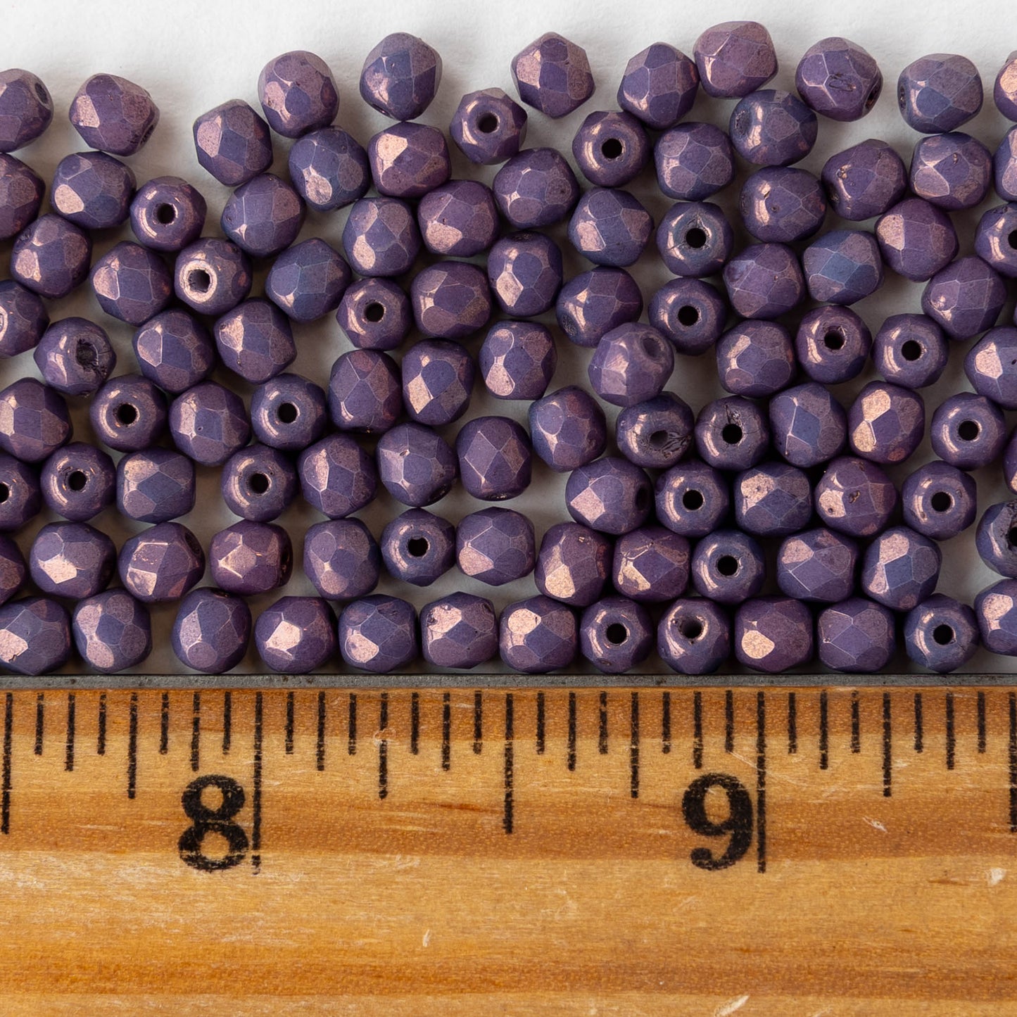 4mm Firepolished Round Beads - Lila Vega Luster - 100 Beads