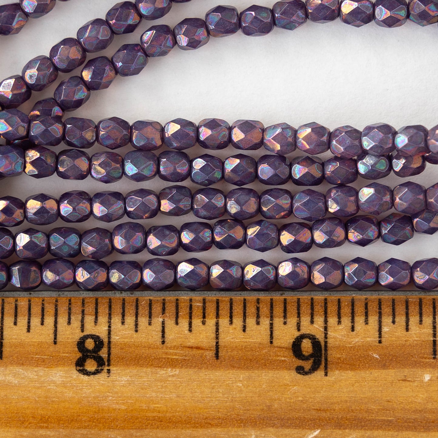 4mm Faceted Round Beads - Purple Bronze Luster - 50 beads