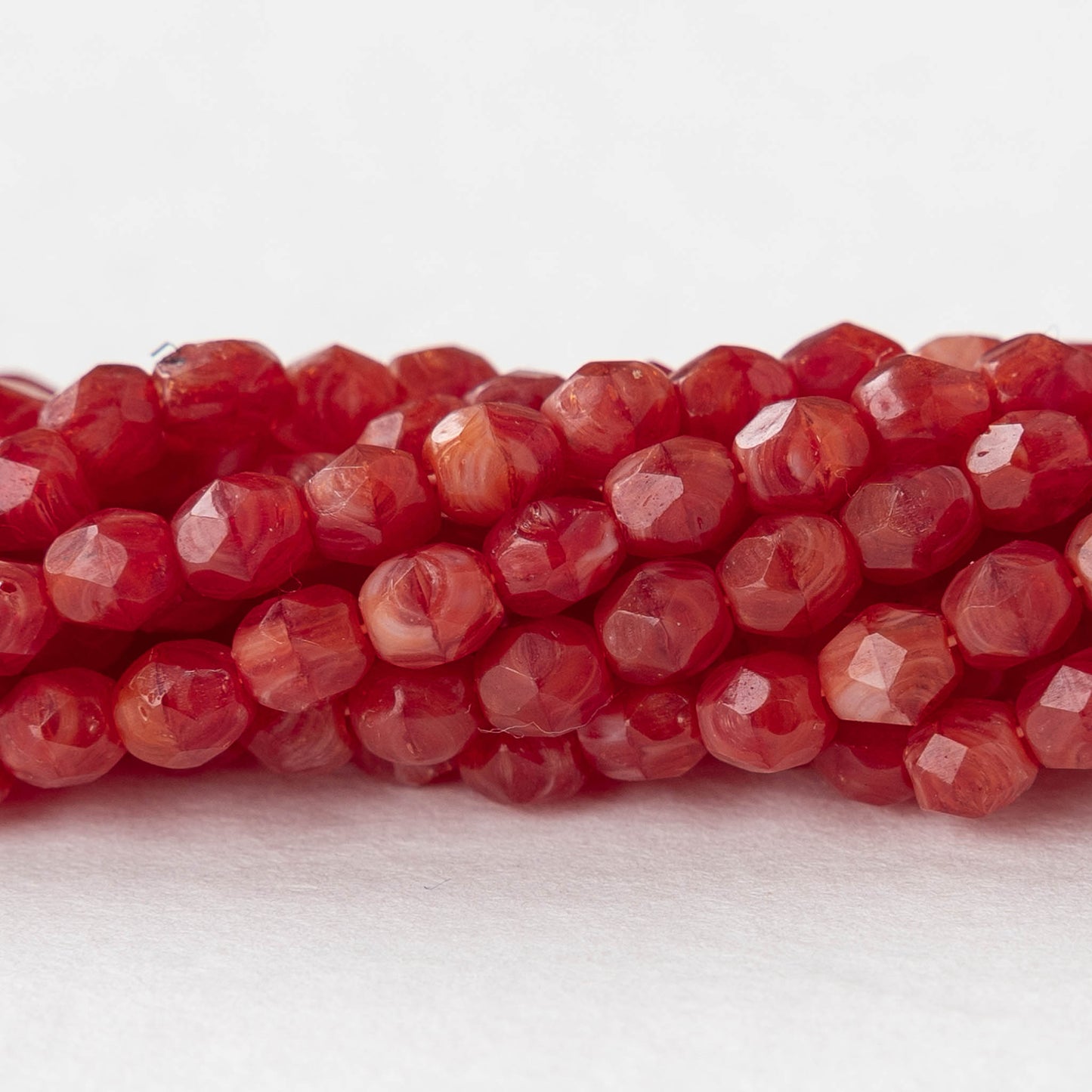 4mm Round Firepolished Glass Beads - Carnelian Orange - 50 Beads