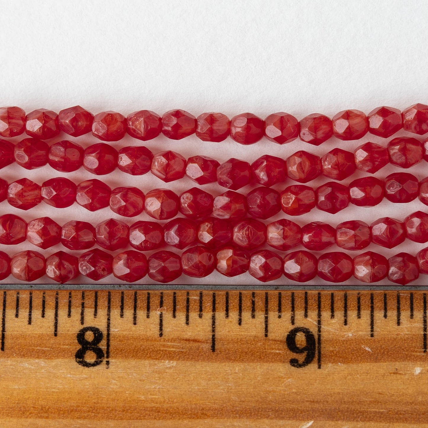 4mm Round Firepolished Glass Beads - Carnelian Orange - 50 Beads