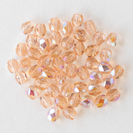 4mm Round Beads - Rosaline AB- 50 beads