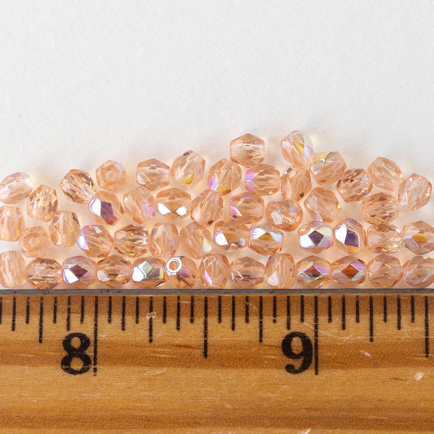4mm Round Beads - Rosaline AB- 50 beads