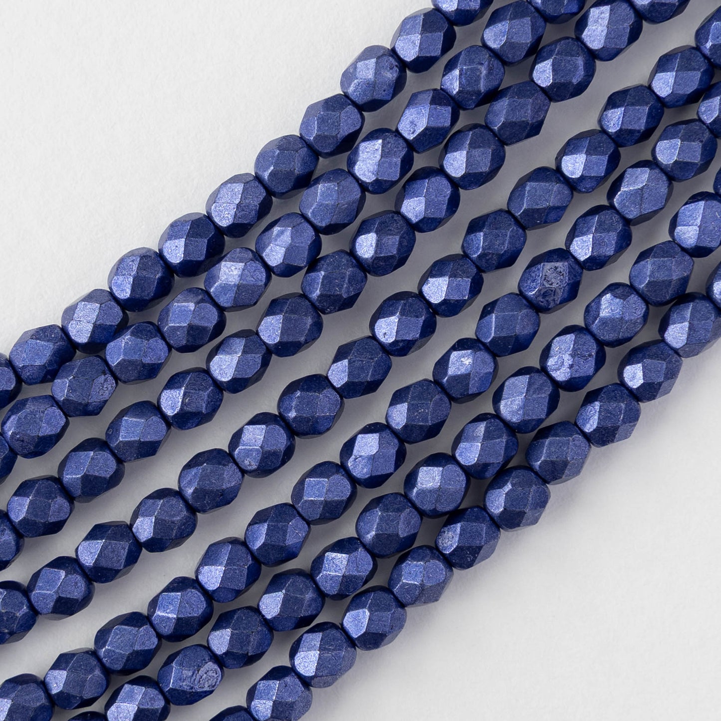 4mm Firepolished Round Beads - Saturated Metallic Blue Violet - 50 bead strand