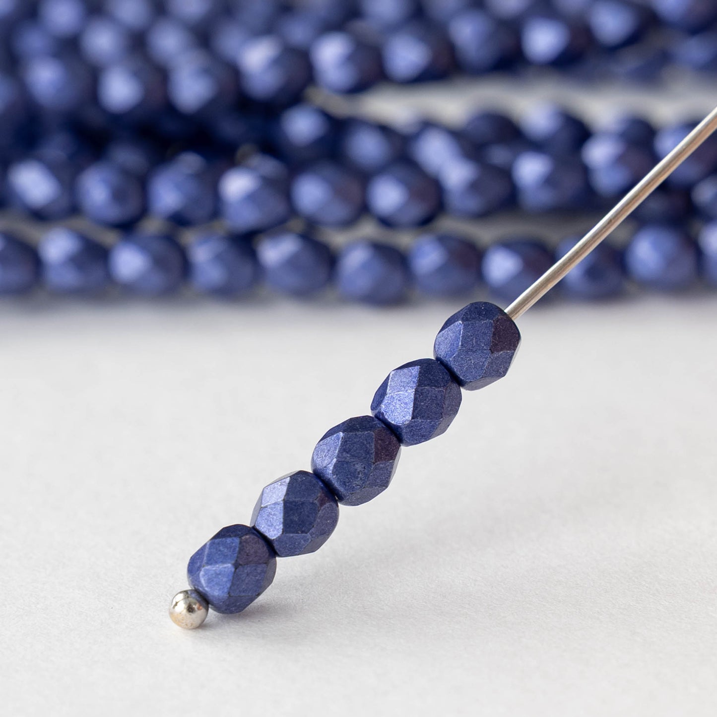 4mm Firepolished Round Beads - Saturated Metallic Blue Violet - 50 bead strand