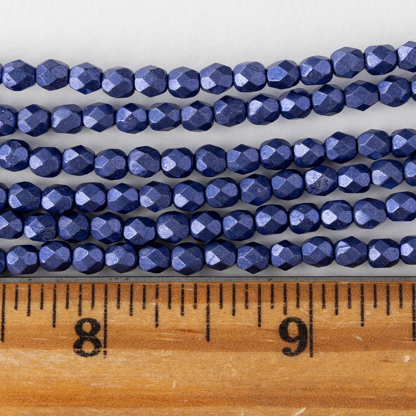 4mm Firepolished Round Beads - Saturated Metallic Blue Violet - 50 bead strand