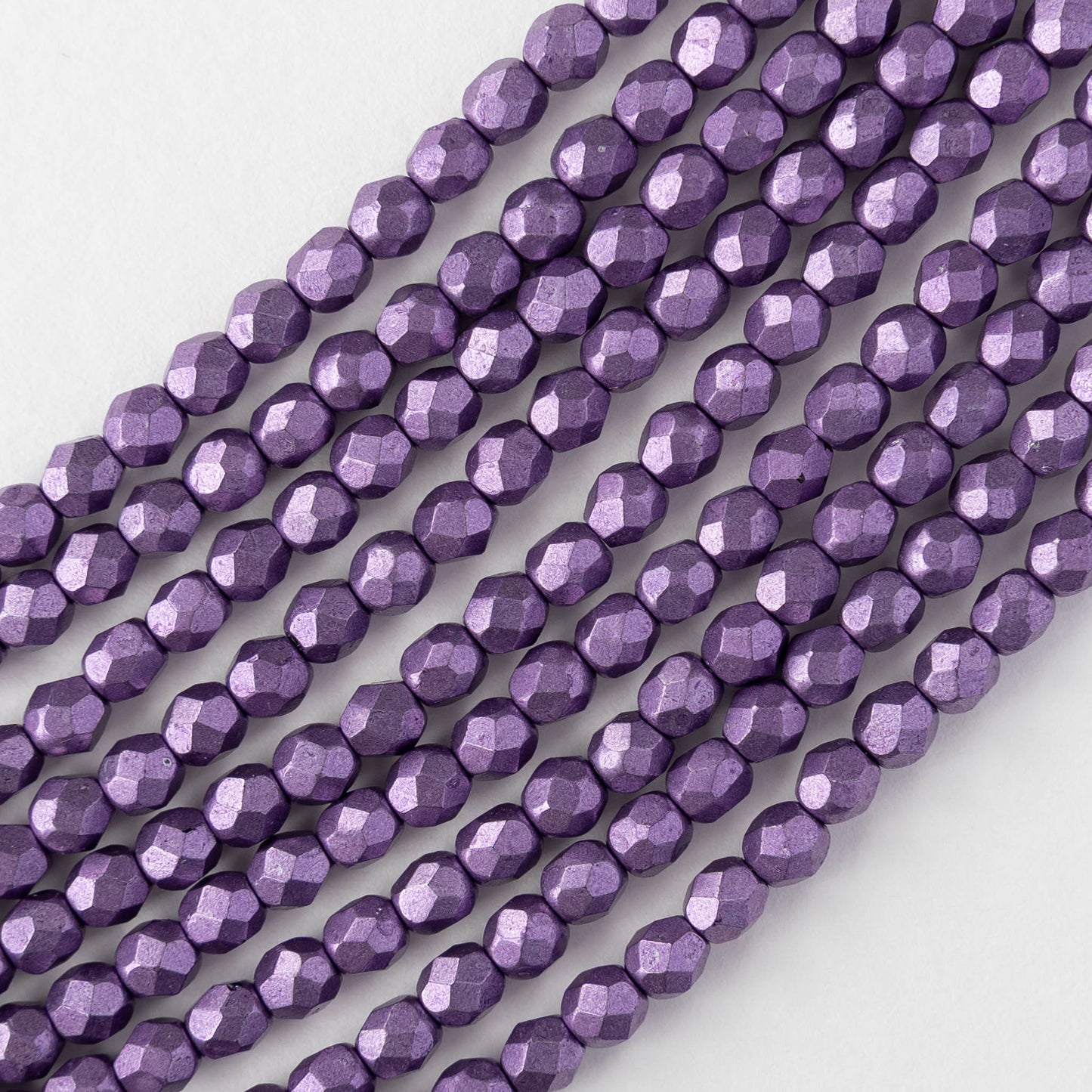 4mm Firepolished Round Beads - Saturated Metallic Grapeade - 50 bead strand