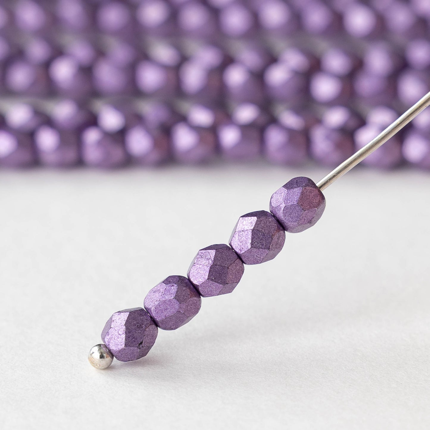 4mm Firepolished Round Beads - Saturated Metallic Grapeade - 50 bead strand