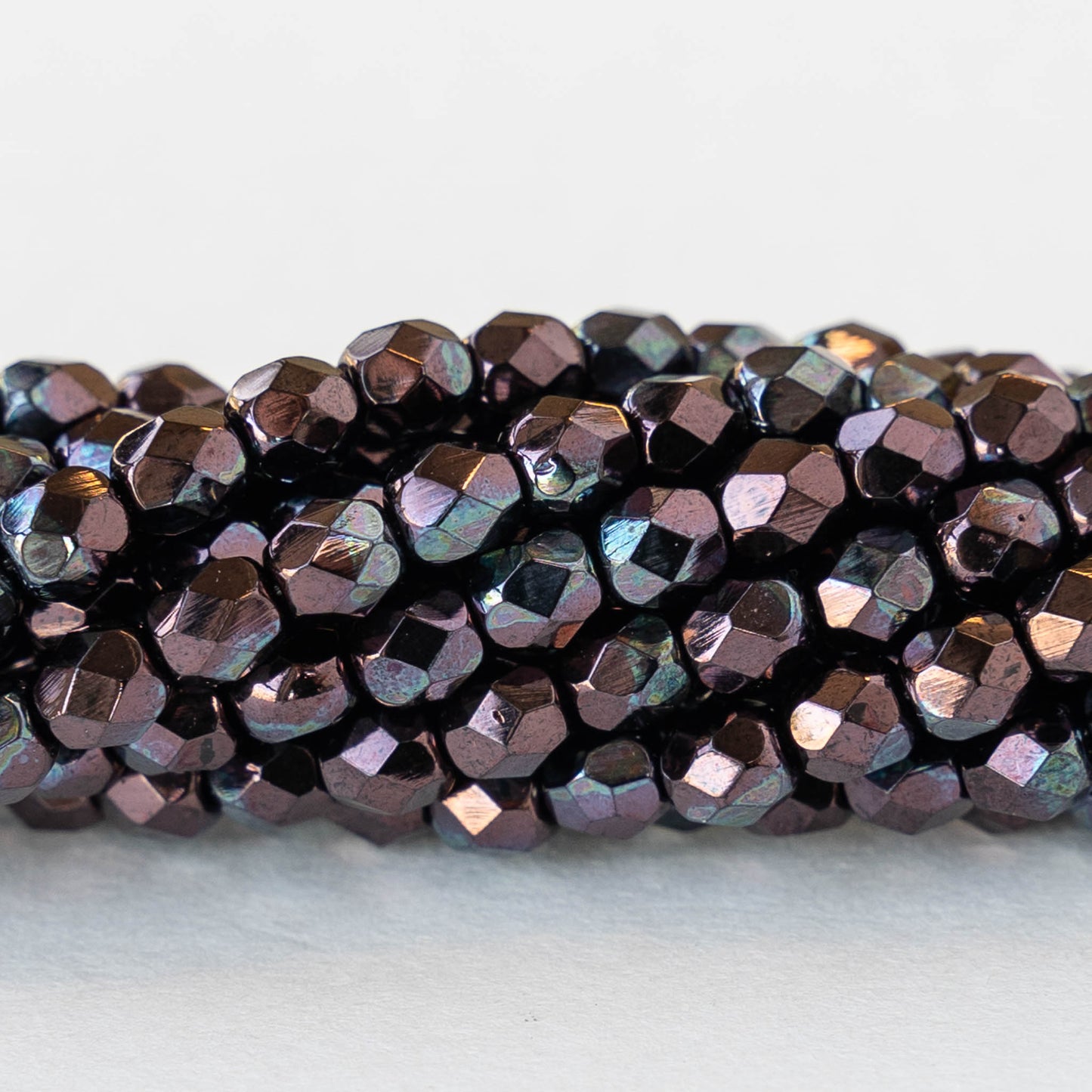 4mm Faceted Round Beads - Metallic Amethyst Purple Luster - 50 beads
