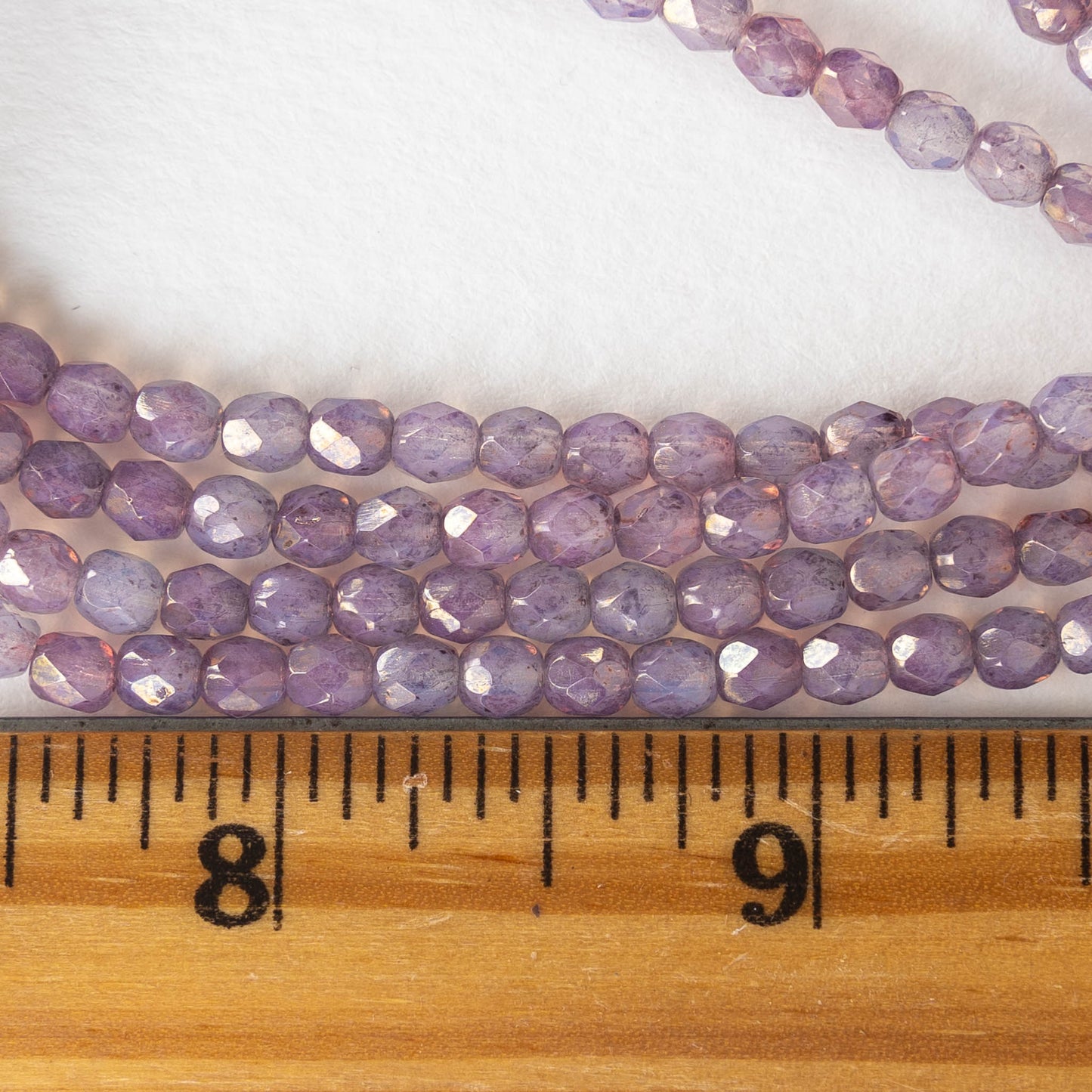 4mm Faceted Round Beads - Semi-opaque Thistle - 50 beads