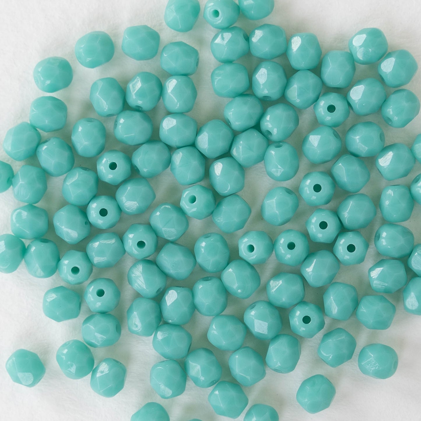 4mm Faceted Round  Beads -  Opaque Turquoise - 50 beads