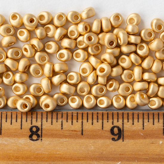 4mm Glass Magatama Teardrops - Matte Gold Plated - 5 grams
