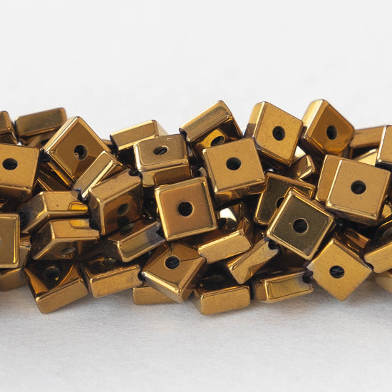 4mm Hematite Beads - Gold - 16 inches