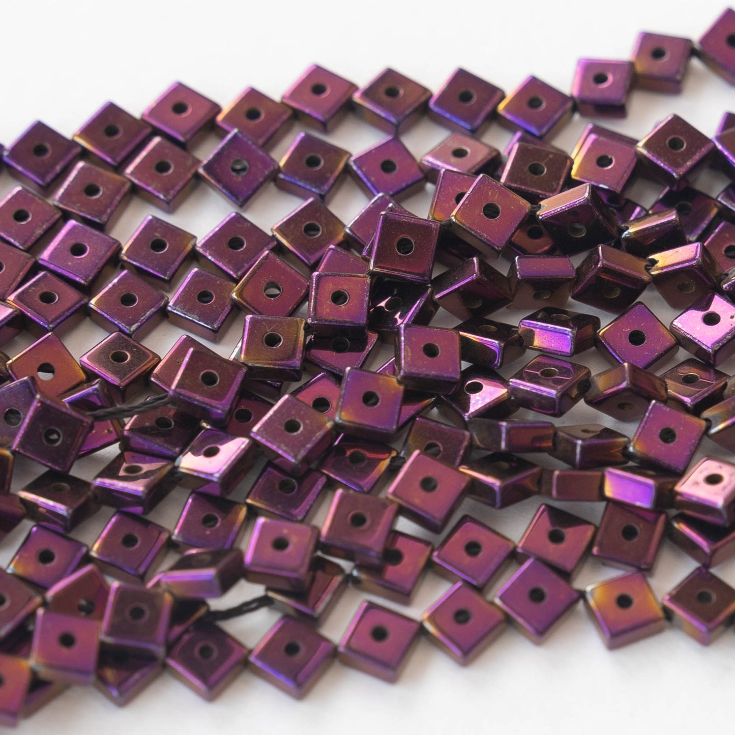4mm Hematite Beads - Purple - 16 inches