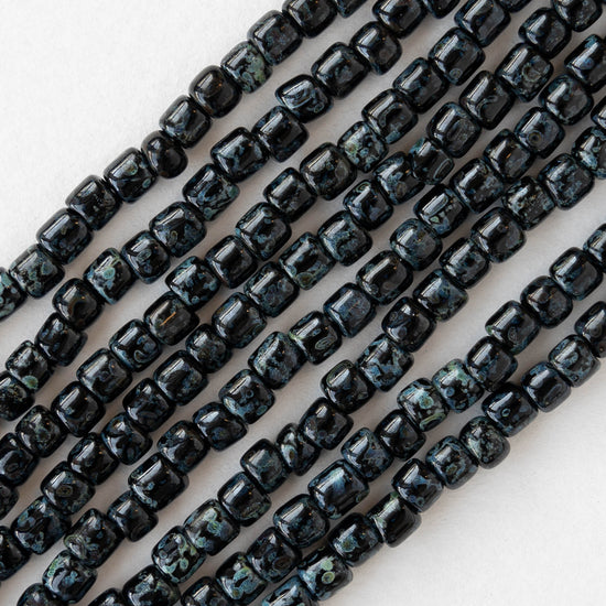 4mm Glass Mini Tubes - Opaque Black Picasso - 20 inches