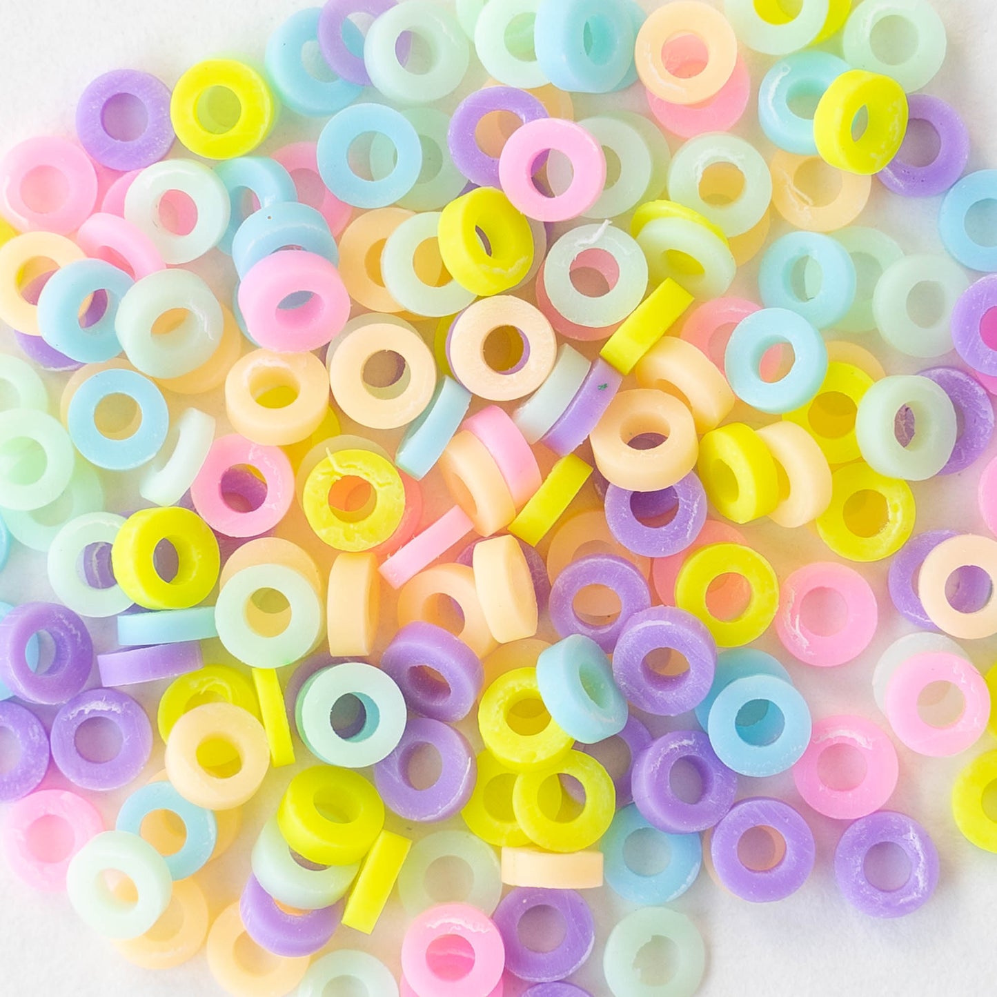 4mm or 8mm Polymer Clay Wheel Beads  - Pastel Mix - 16 inches