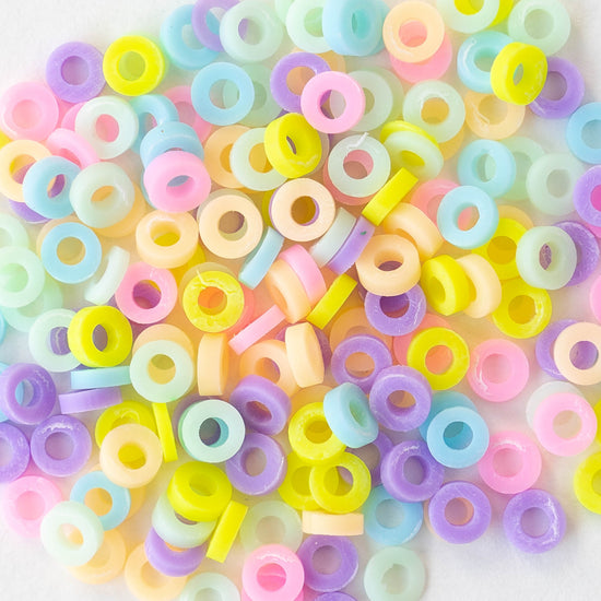 4mm or 8mm Polymer Clay Wheel Beads  - Pastel Mix - 16 inches