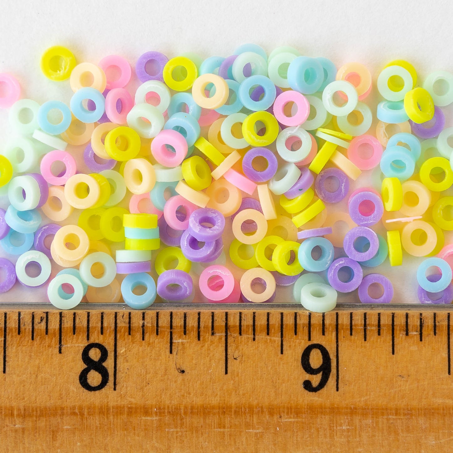 4mm or 8mm Polymer Clay Wheel Beads  - Pastel Mix - 16 inches