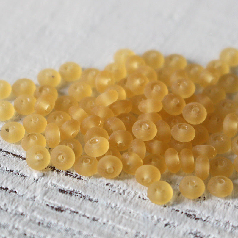 3x4mm Glass Rondelle Beads - Amber Matte - 65 beads