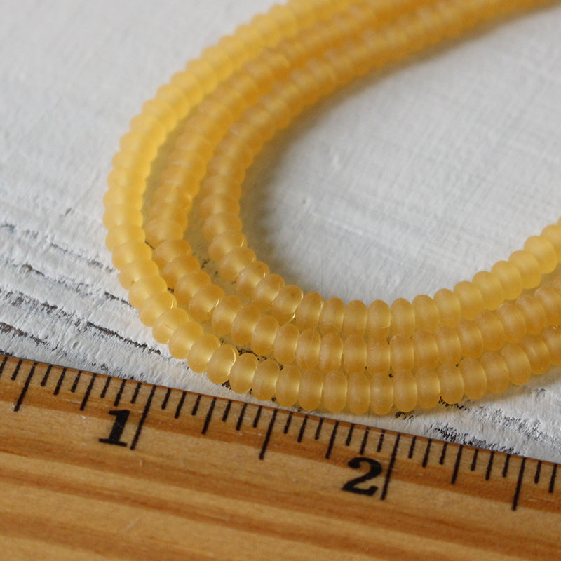 3x4mm Glass Rondelle Beads - Amber Matte - 65 beads