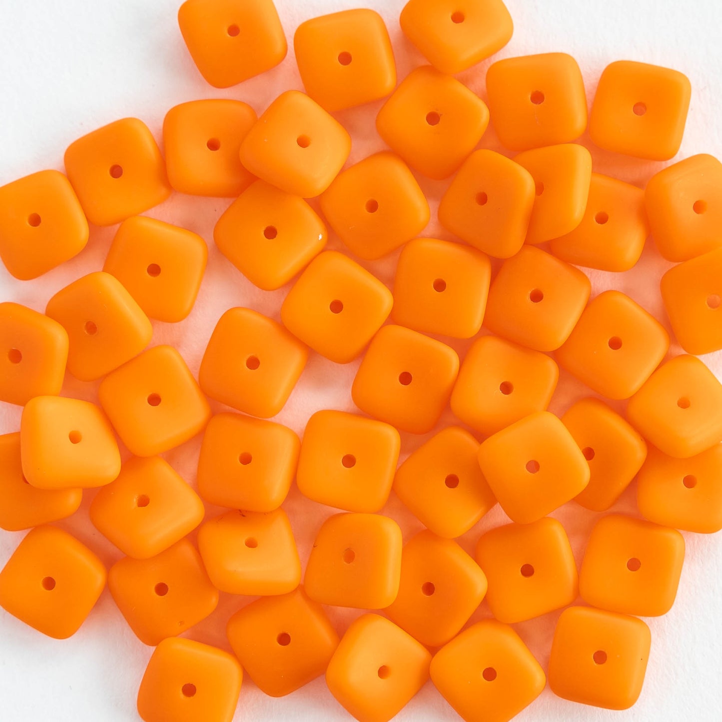 Wavy Tile Bead - Opaque Orange - 50 Beads