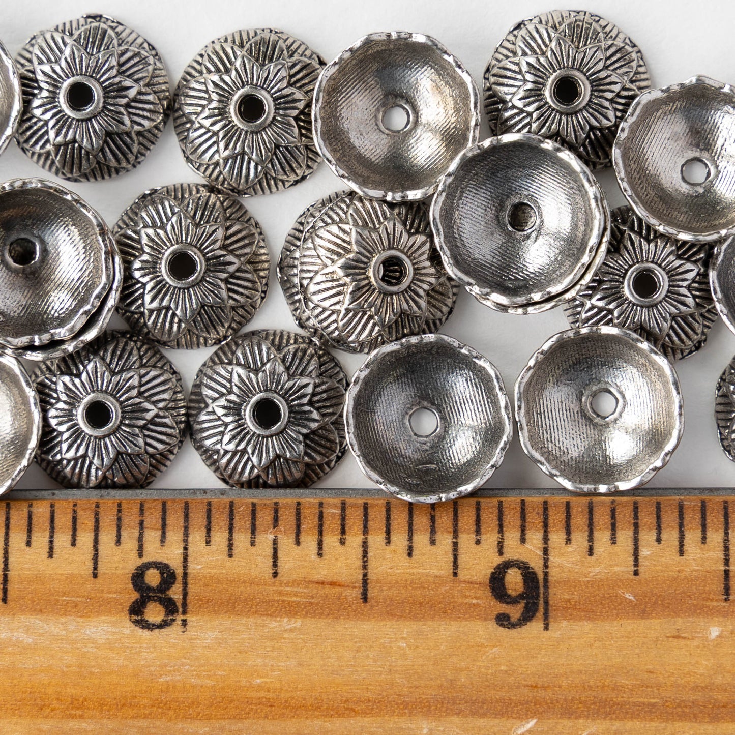 4x12mm Lotus Bead Cap - Antiqued Silver - 2, 6, or 12 bead caps