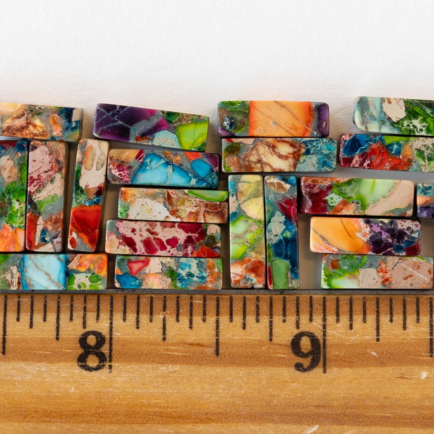 4x13mm Impression Jasper Rectangle Tube Beads - Color Mix - 28 beads