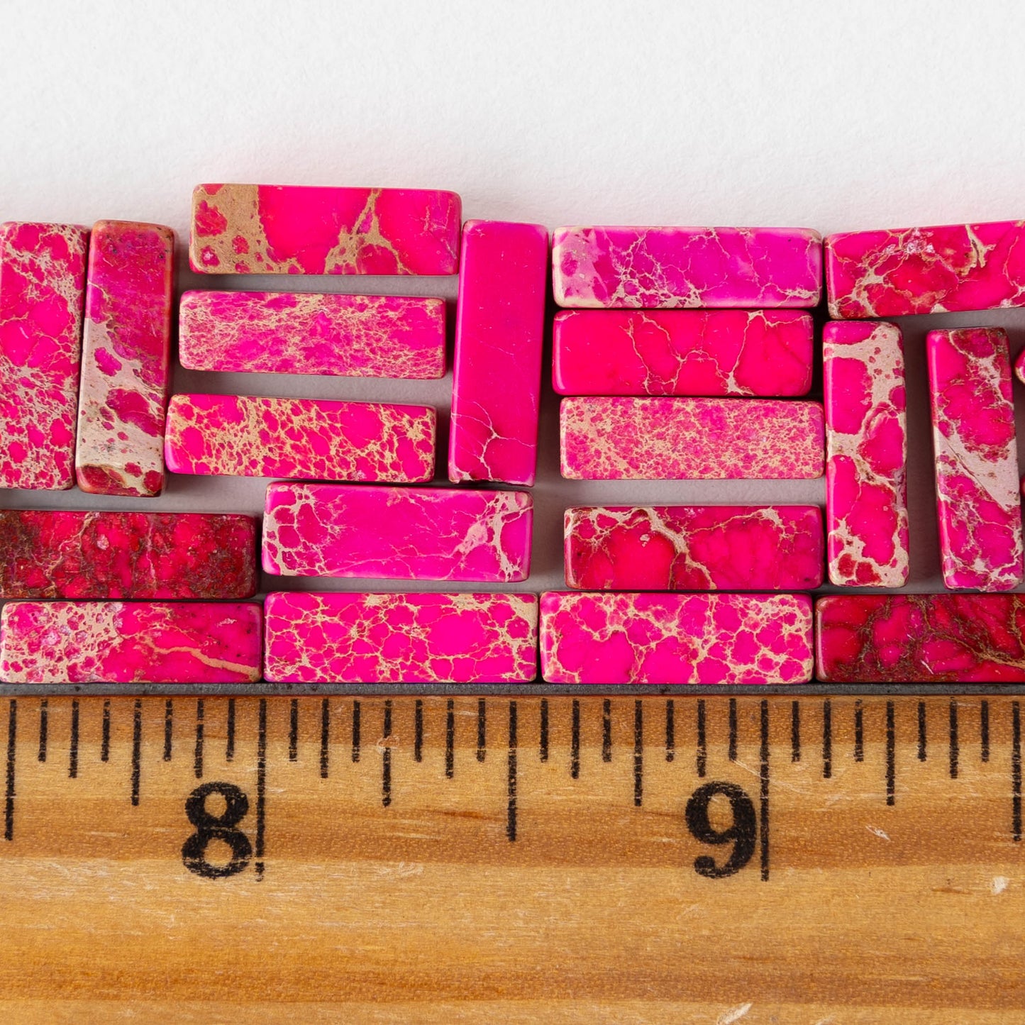 4x13mm Impression Jasper Rectangle Tube Beads - Pink - 28 beads