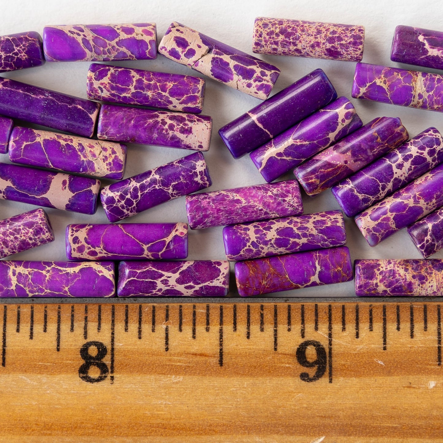 4x14mm Impression Jasper Tube Beads - Purple - 28 beads