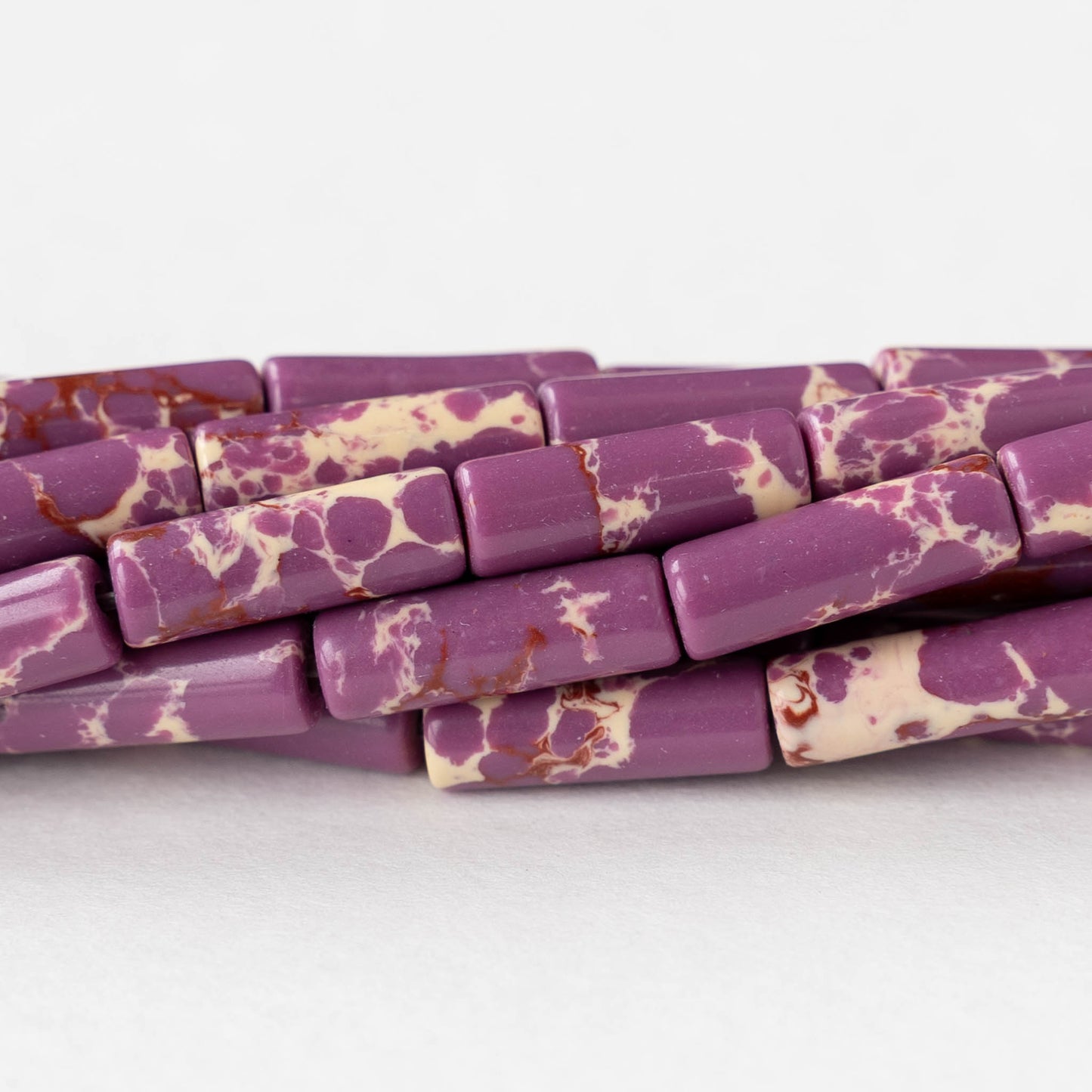 4x13mm Impression Jasper Tube Beads - Purple - 28 beads