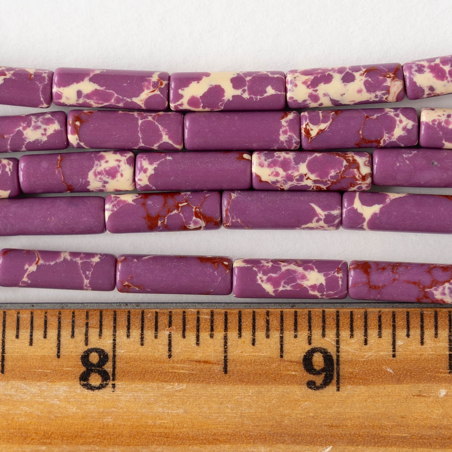 4x13mm Impression Jasper Tube Beads - Purple - 28 beads
