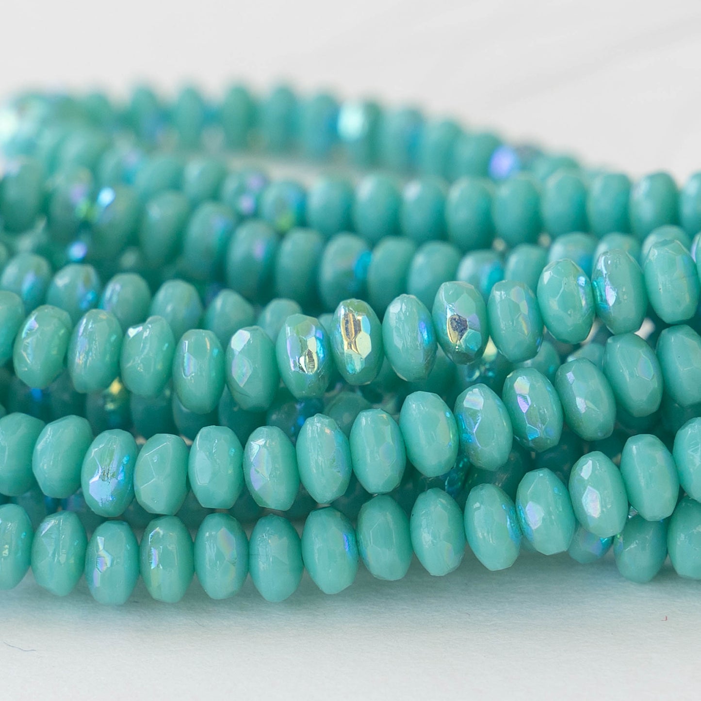 4x2mm Rondelle Beads - Opaque Seafoam AB- 50 beads