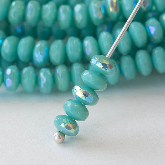 Load image into Gallery viewer, 4x2mm Rondelle Beads - Opaque Seafoam AB- 50 beads
