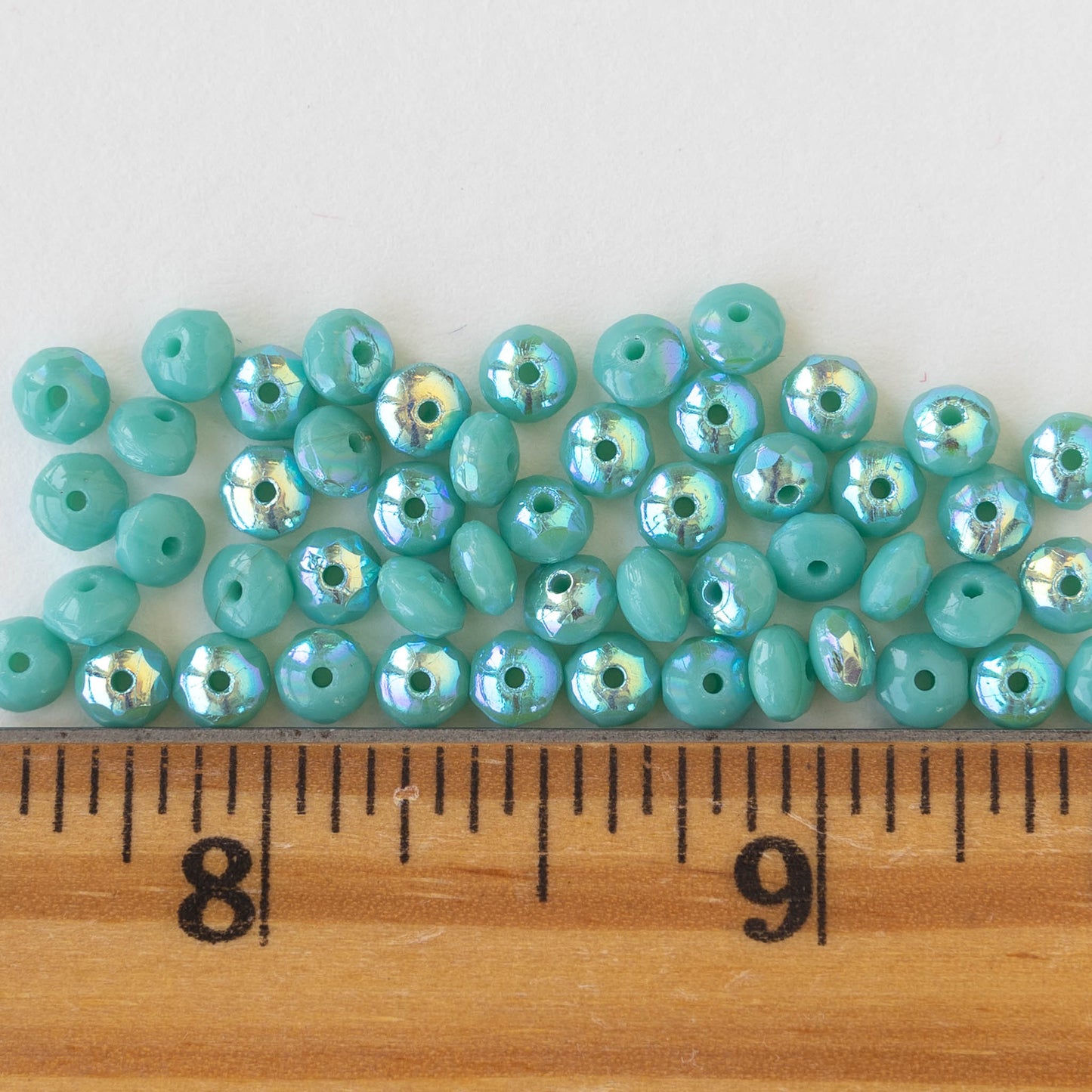 4x2mm Rondelle Beads - Opaque Seafoam AB- 50 beads