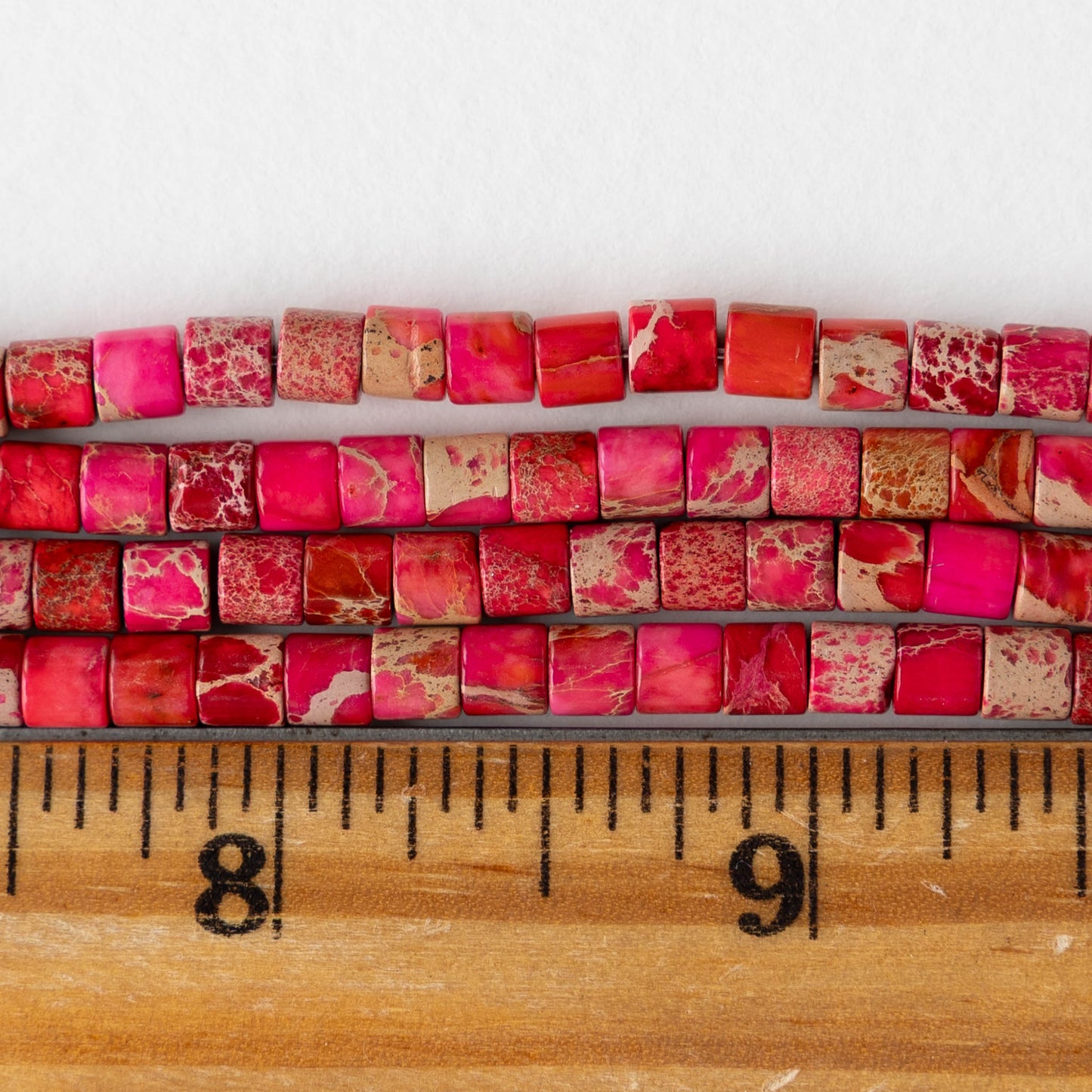 4x4.5mm Impression Jasper Tube Beads - Pink - 30 beads