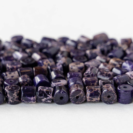 4x4.5mm Impression Jasper Tube Beads - Purple - 30 beads