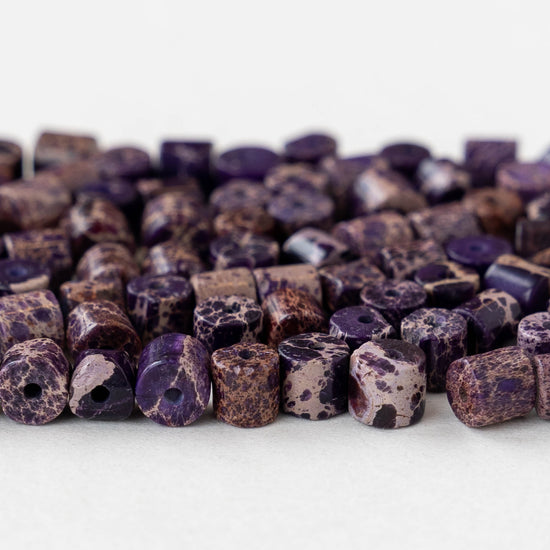 4x4.5mm Impression Jasper Tube Beads - Purple - 30 beads