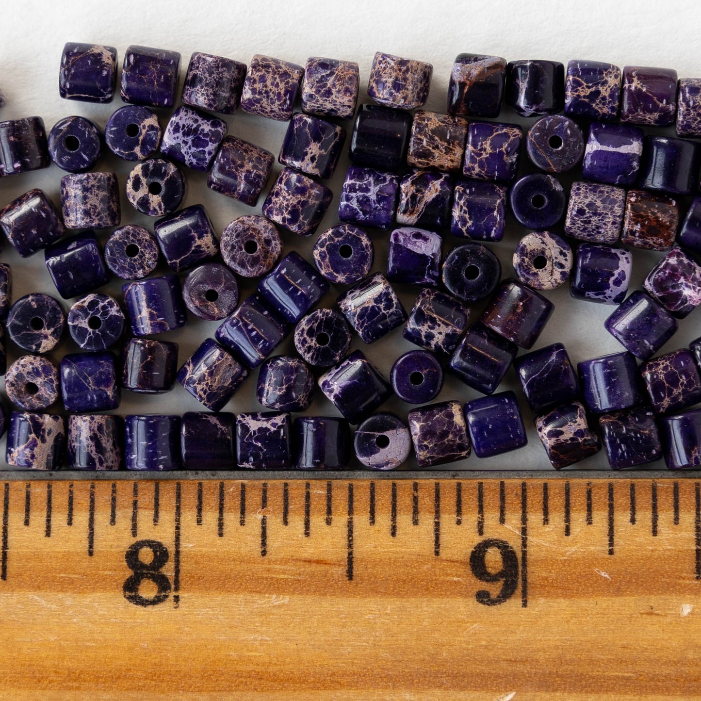 4x4.5mm Impression Jasper Tube Beads - Purple - 30 beads