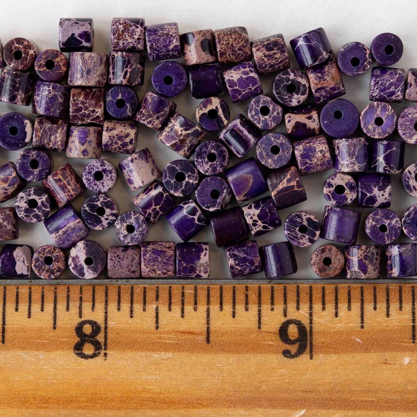 4x4.5mm Impression Jasper Tube Beads - Purple - 30 beads