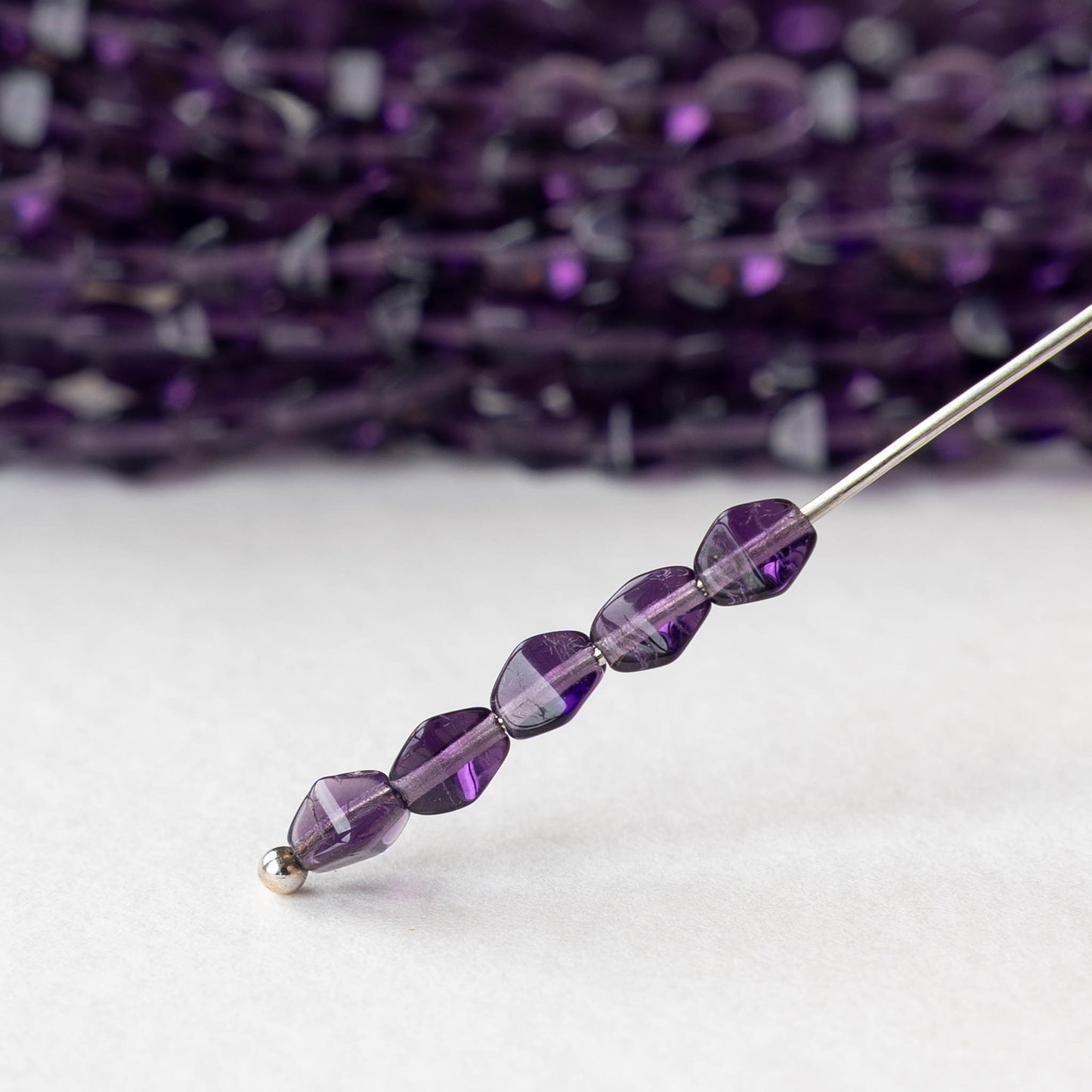 5mm Glass Pinch Beads - Amethyst - 50 beads