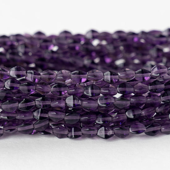 5mm Glass Pinch Beads - Amethyst - 50 beads