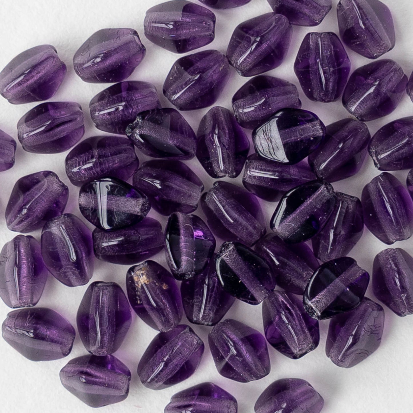 5mm Glass Pinch Beads - Amethyst - 50 beads