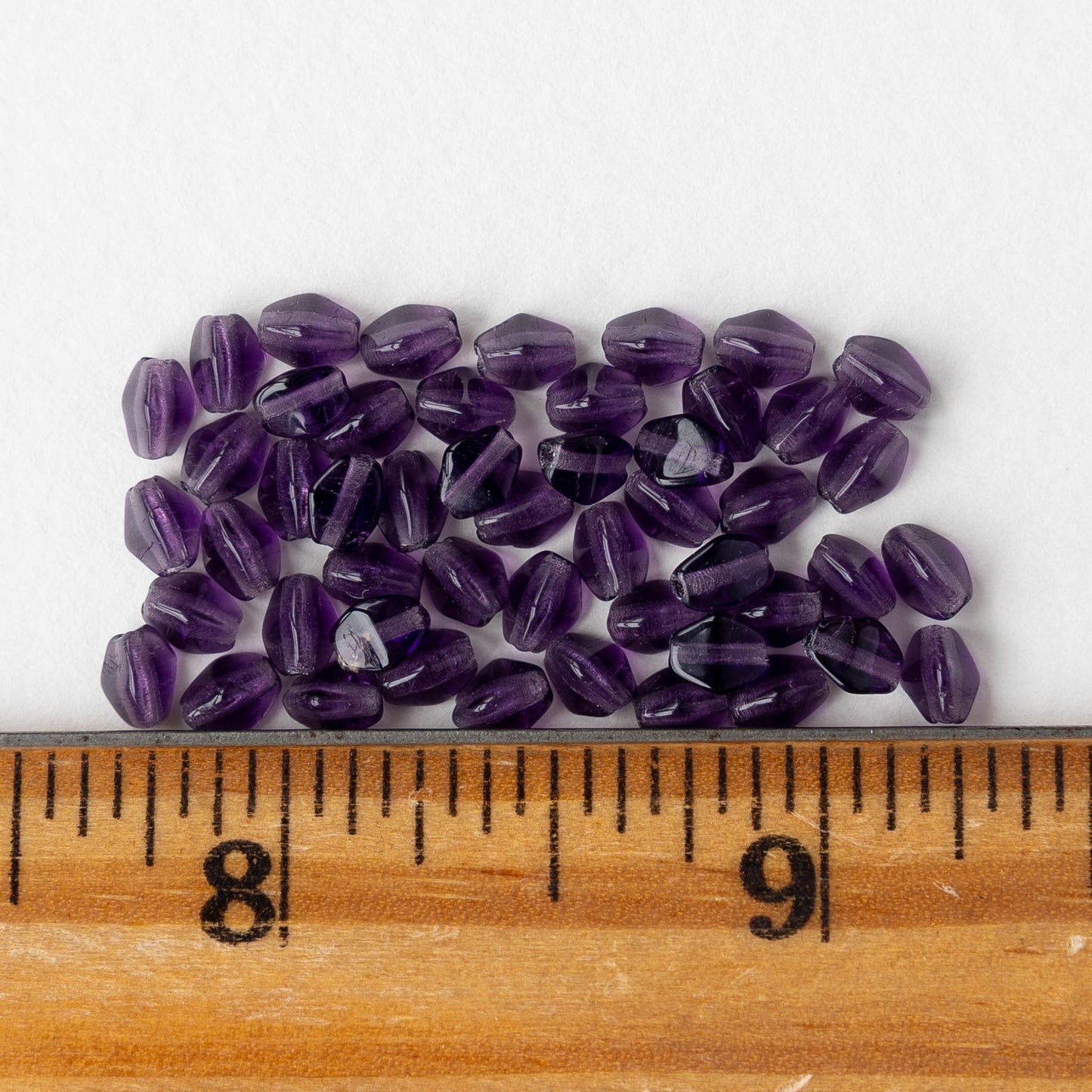 5mm Glass Pinch Beads - Amethyst - 50 beads