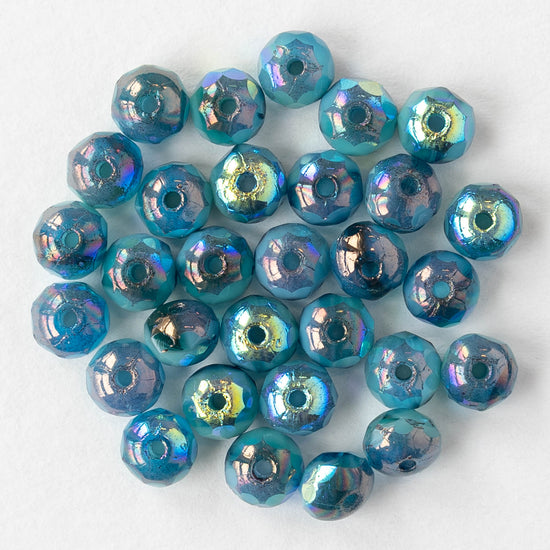 4x5mm Faceted Glass Rondelles - Blue Turquoise Bronze AB - 30 Beads