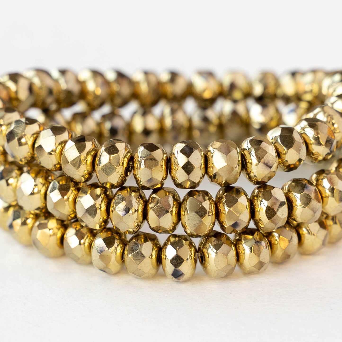 4x5mm Faceted Glass Rondelles - Gold - 30 Beads