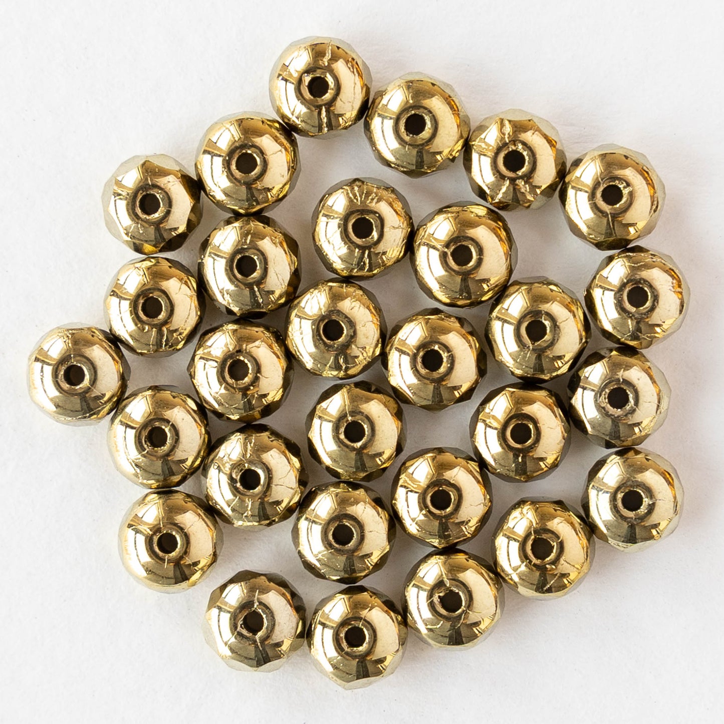 4x5mm Faceted Glass Rondelles - Gold - 30 Beads