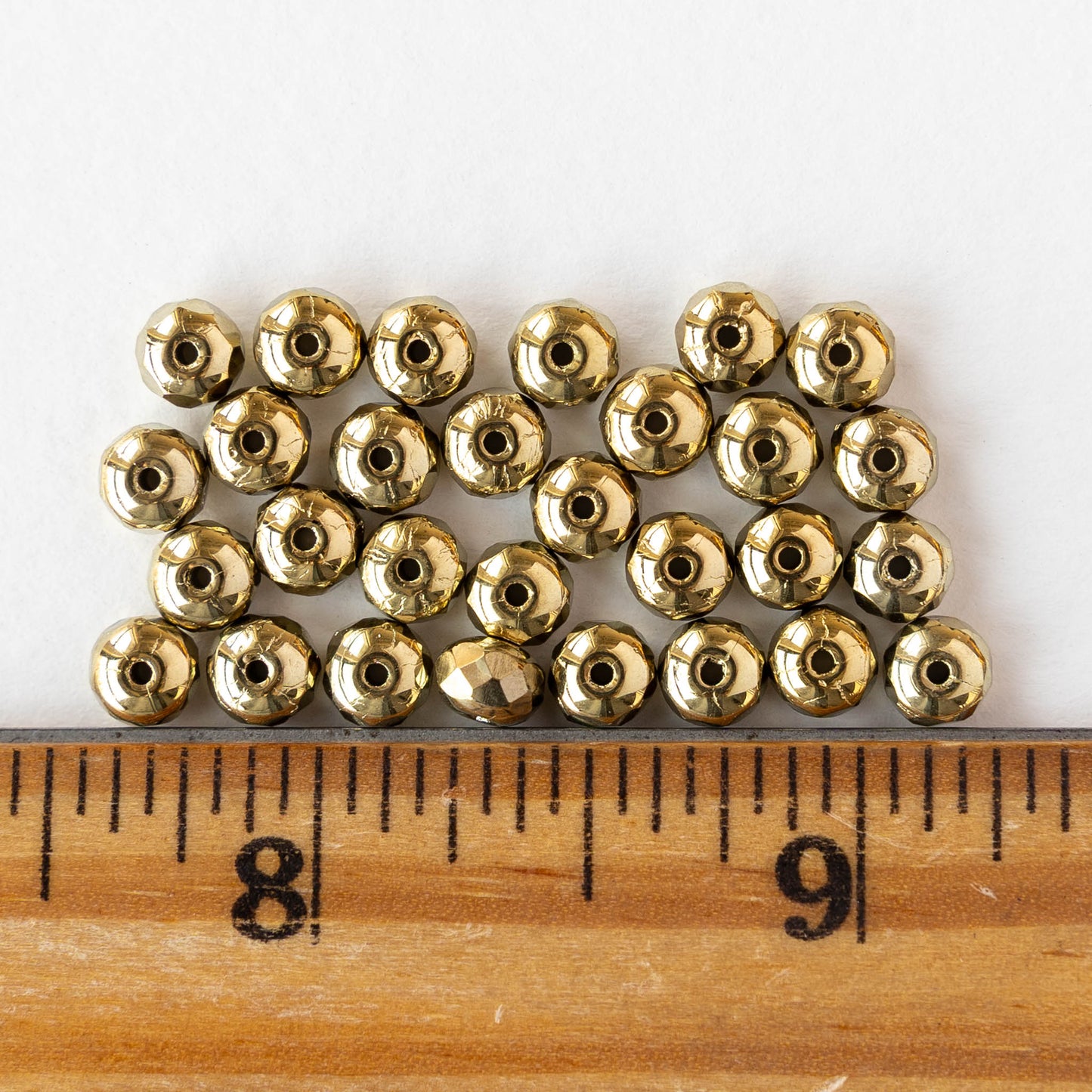 4x5mm Faceted Glass Rondelles - Gold - 30 Beads