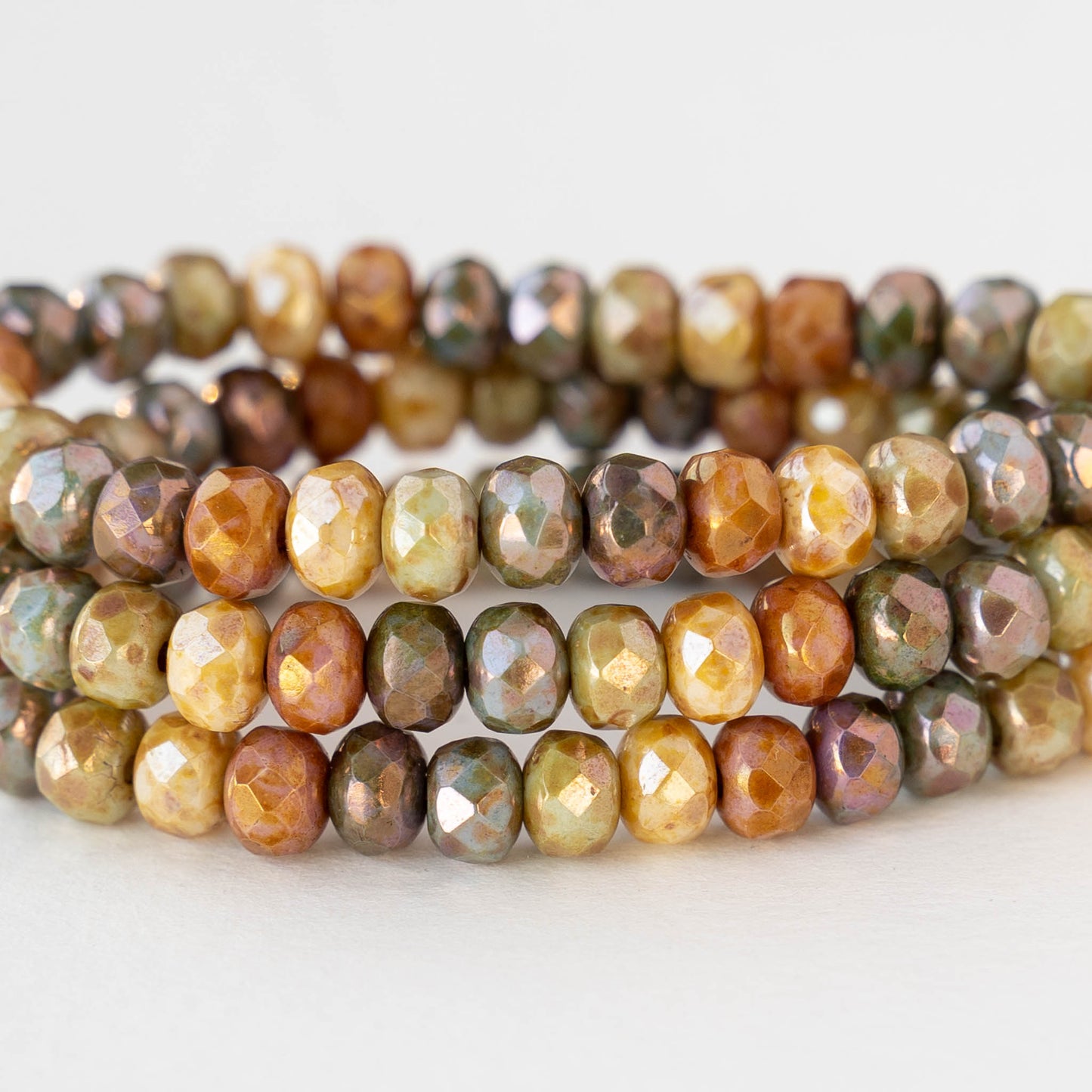 4x5mm Faceted Glass Rondelles - Pastel Picasso Luster Mix - 30 Beads