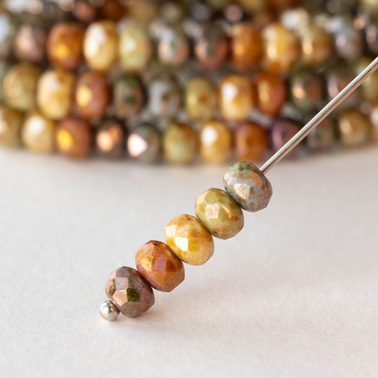 4x5mm Faceted Glass Rondelles - Pastel Picasso Luster Mix - 30 Beads