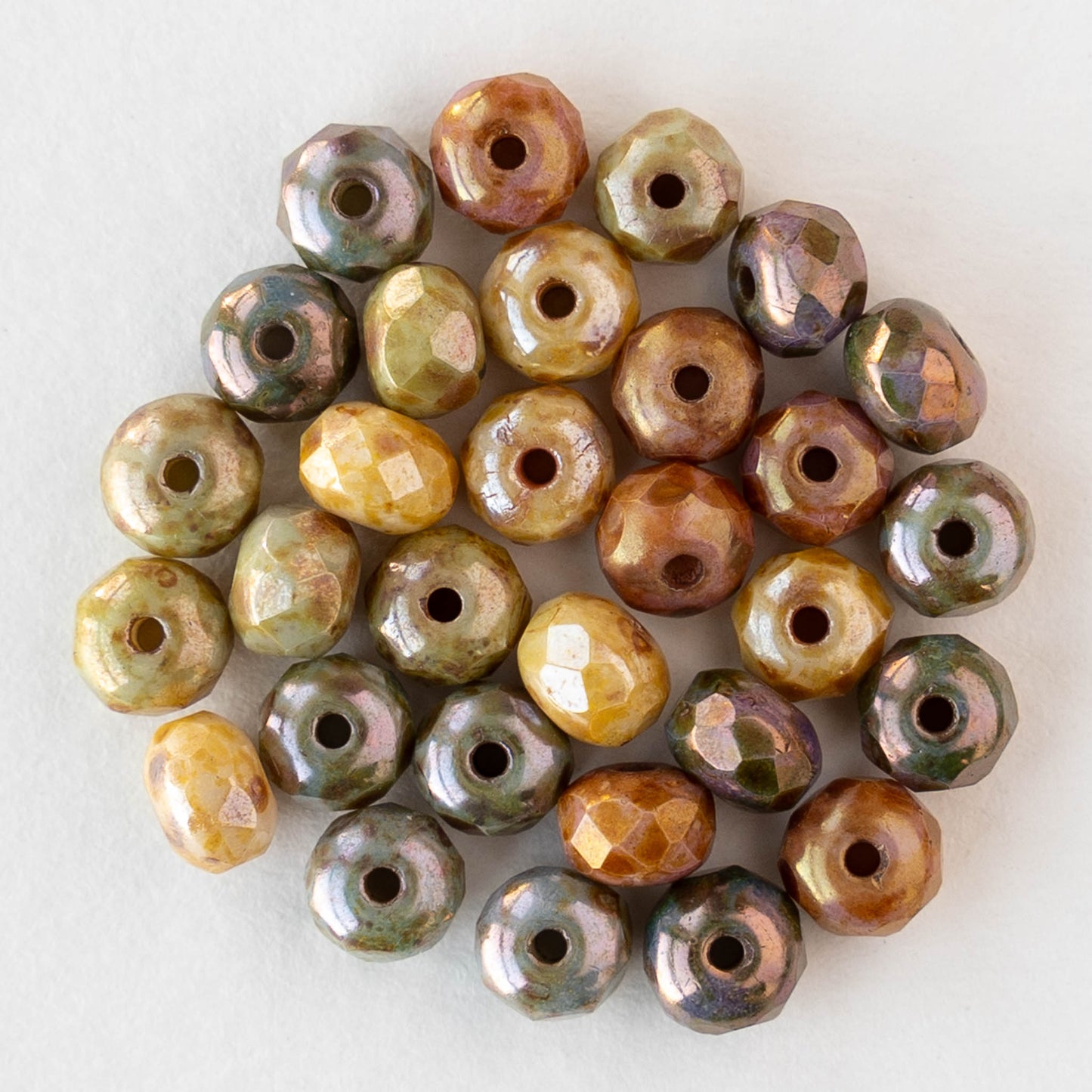 4x5mm Faceted Glass Rondelles - Pastel Picasso Luster Mix - 30 Beads